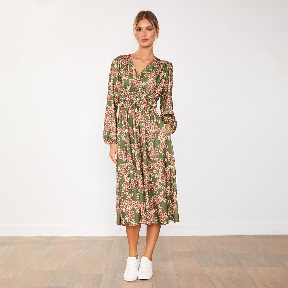 Gina Dress (Olive Floral)