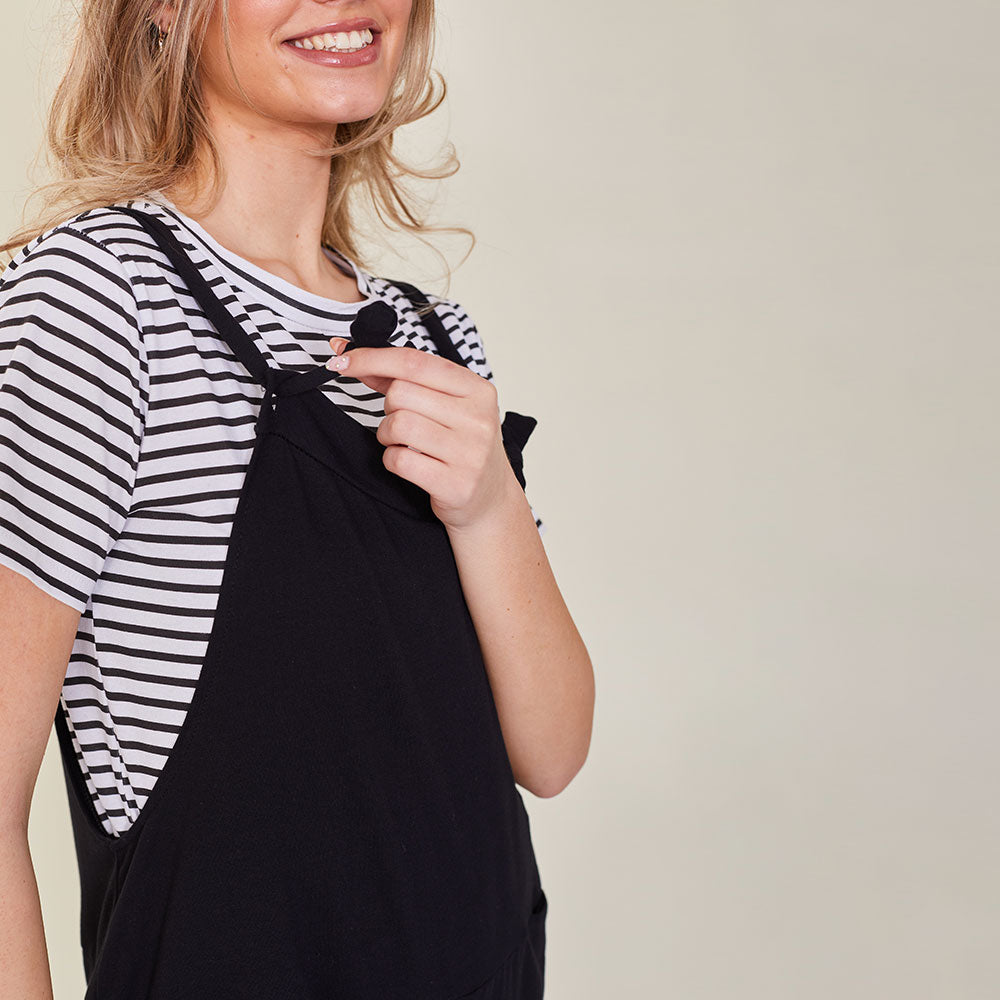 Ashley Dungaree (Black)  & Betsy Top (Black stripe) for €53