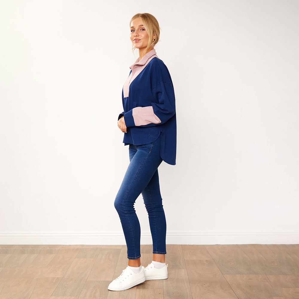 Nessa Jumper (Navy & Pink)