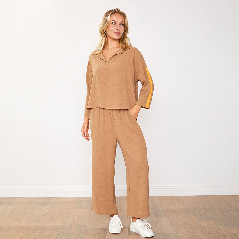 Clara Co-Ord (Mocha/Orange)