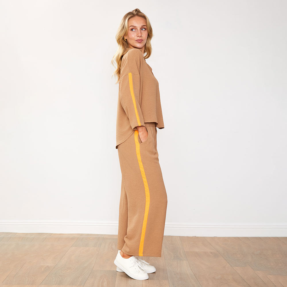 Clara Co-Ord (Mocha/Orange)
