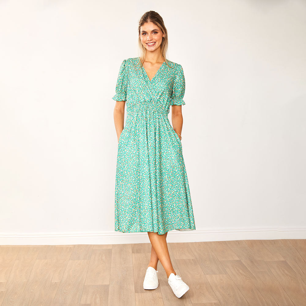 Belle Dress (Green floral & Black Rose) for €85