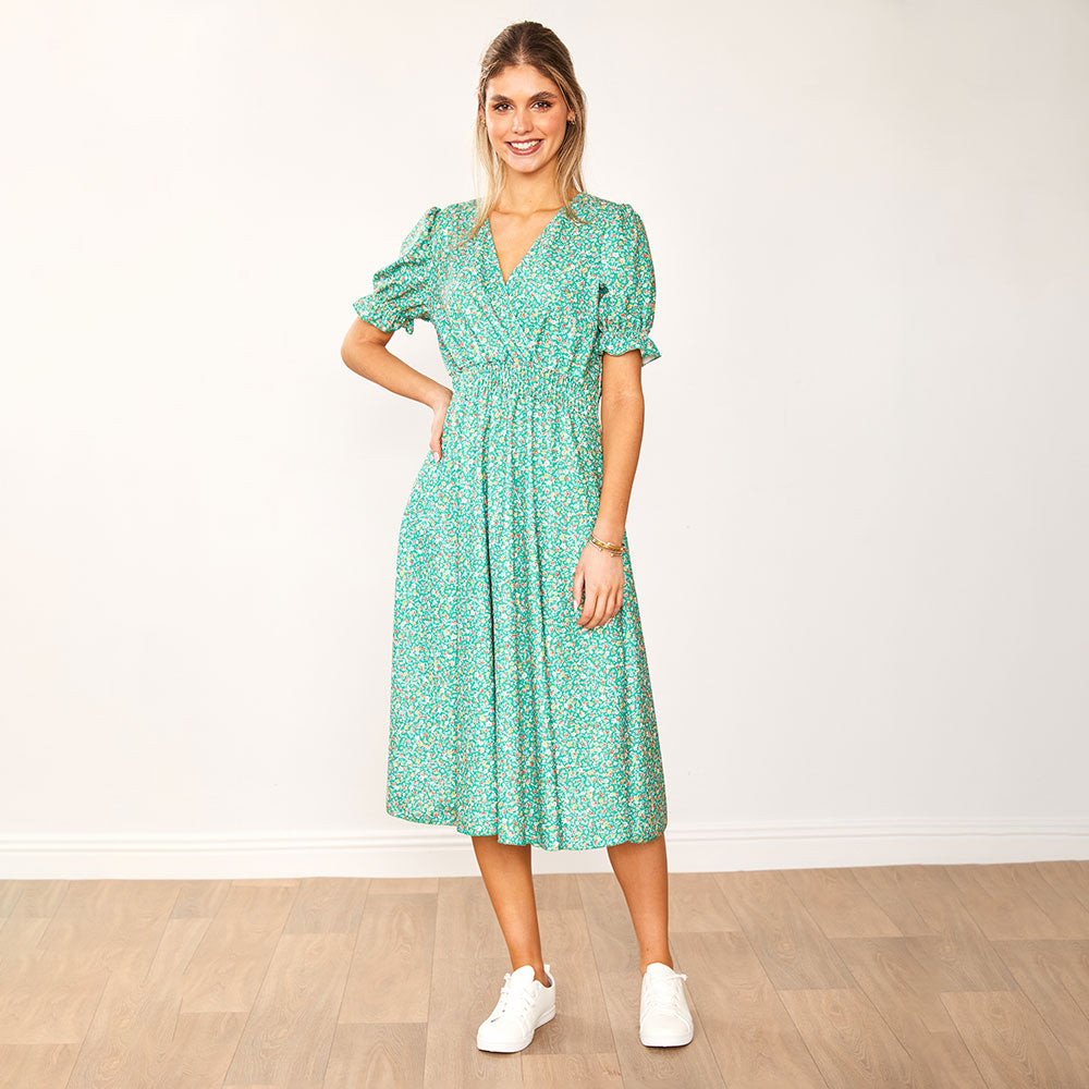 Belle Dress (Green floral & Black Rose) for €85