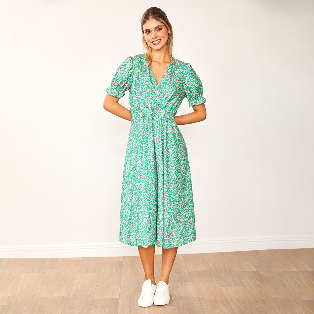 Belle Dress (Green floral & Black Rose) for €85