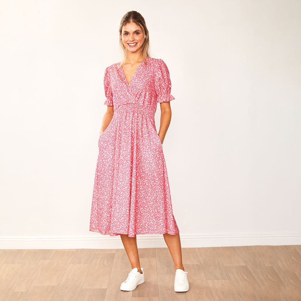 Belle Dress (Pink Floral) - The Casual Company