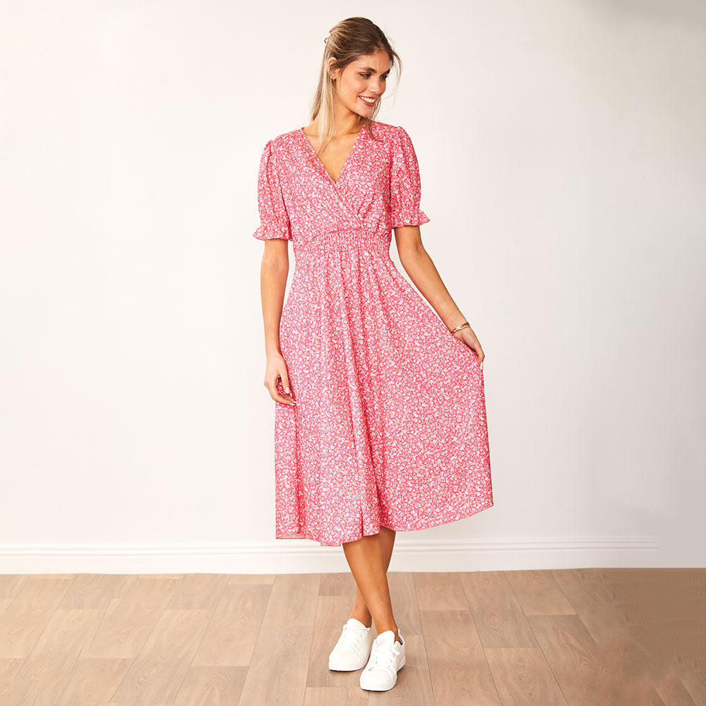 Belle Dress (Pink Floral) - The Casual Company