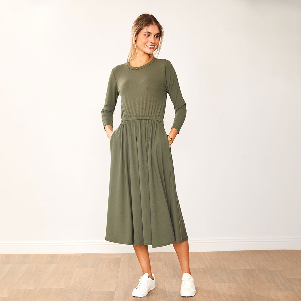 Heidi Dress Khaki & Navy (2 for €68)