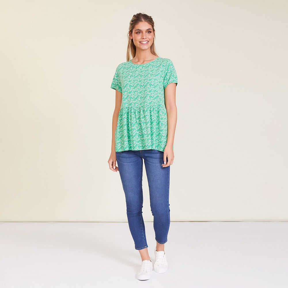 Grace Top (Green Floral)