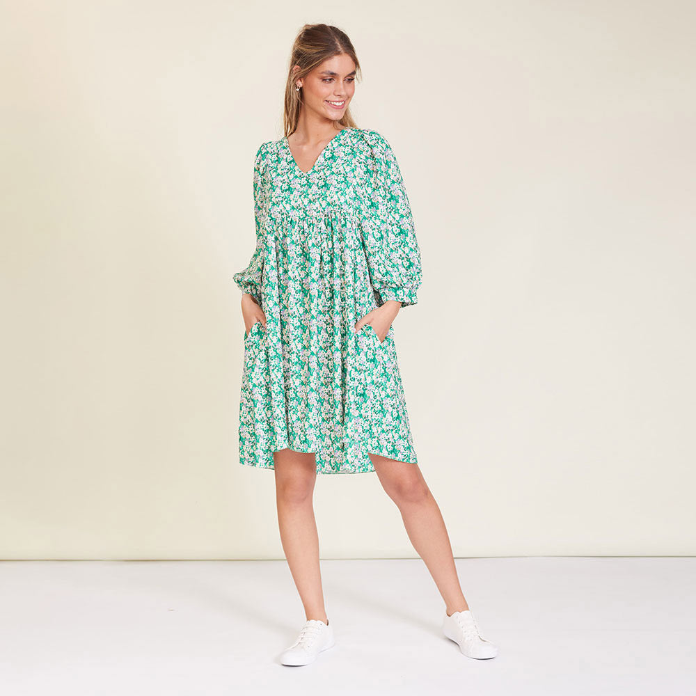 Alyssa Dress (Green Floral) - The Casual Company