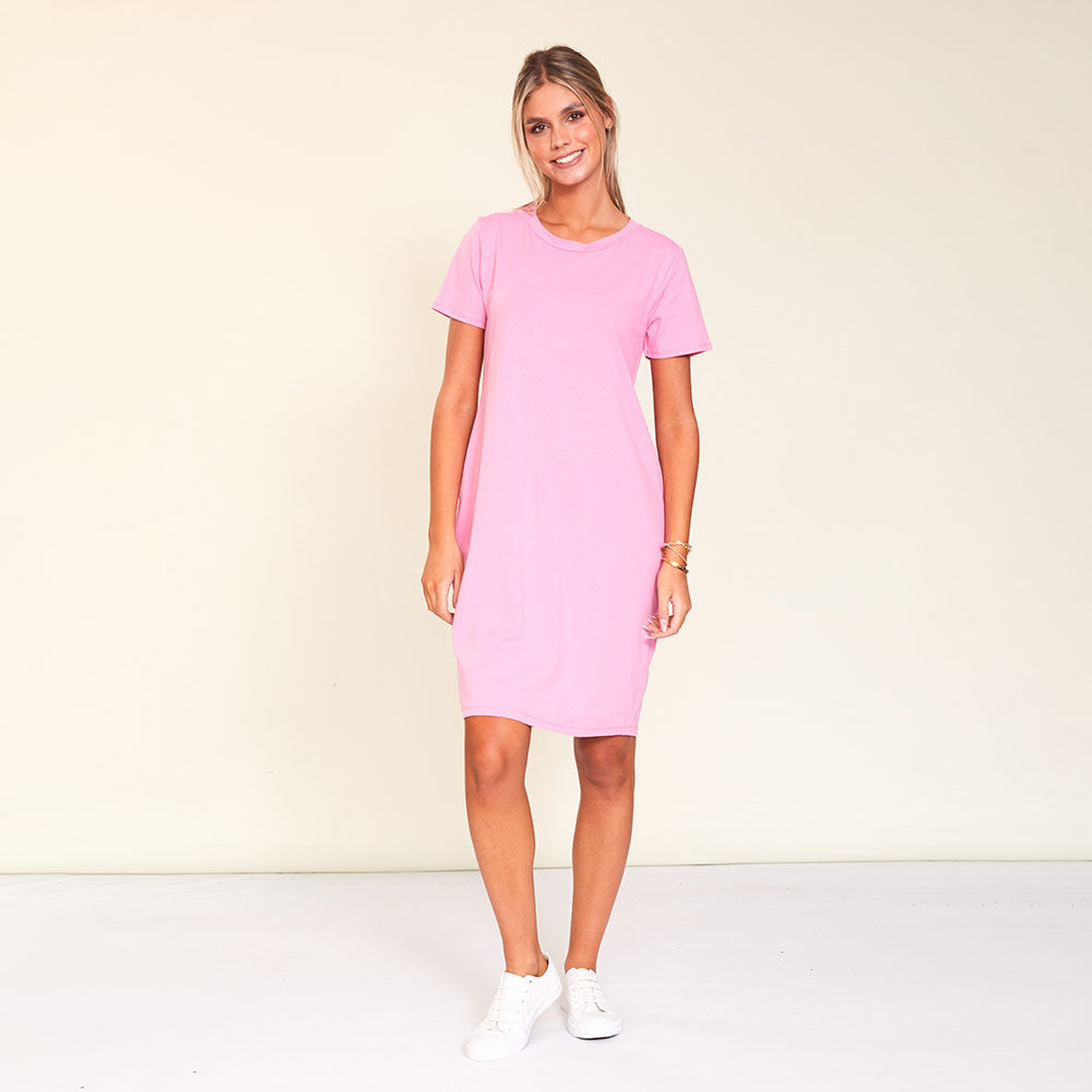 Kinsley T-Shirt Dress (Pink)