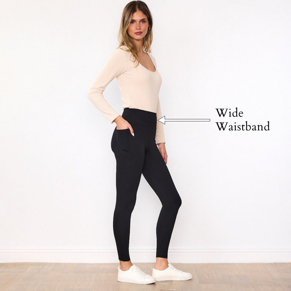 Deirdre Leggings (Black) - Wide Waistband