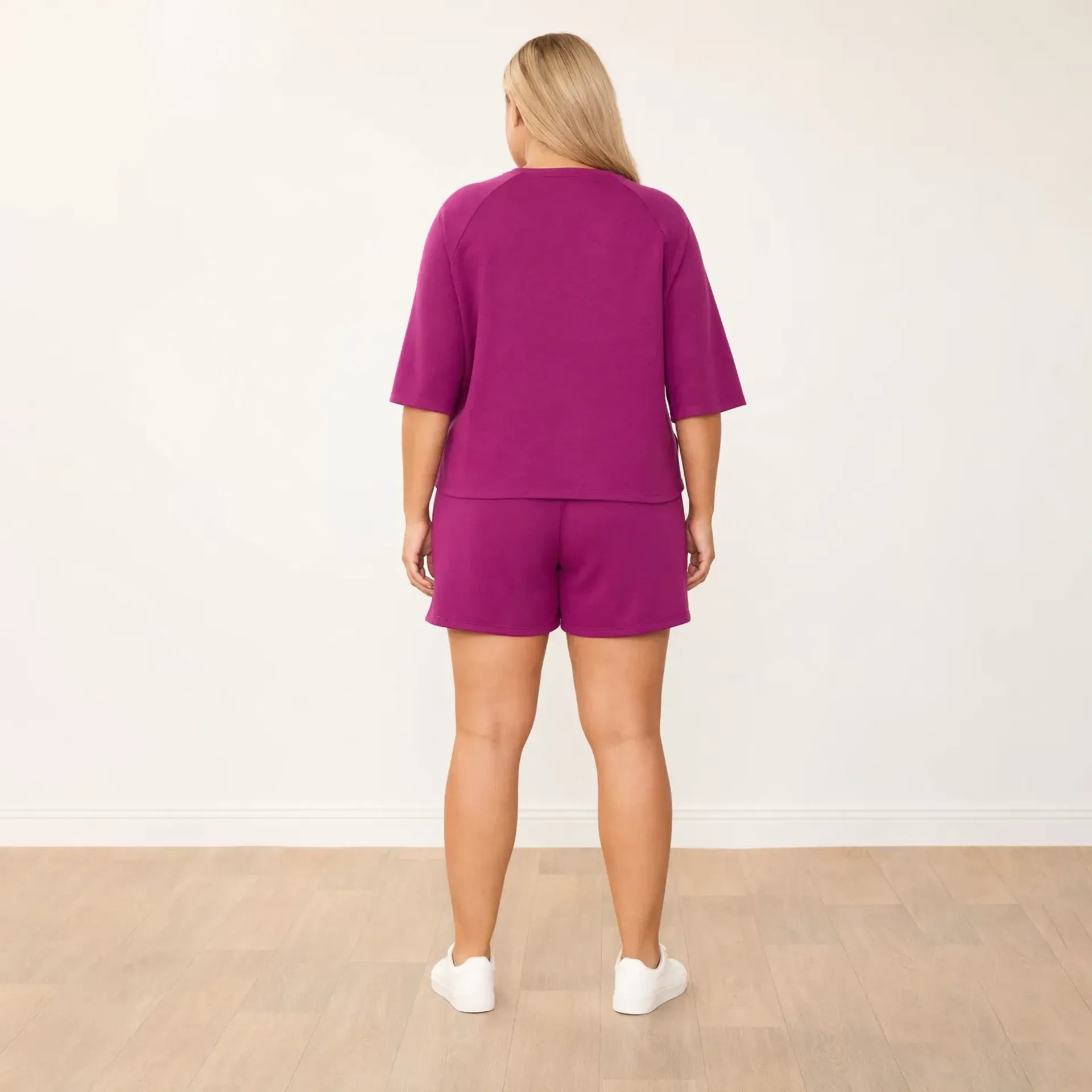 Suki Set Berry - back view, plus size model