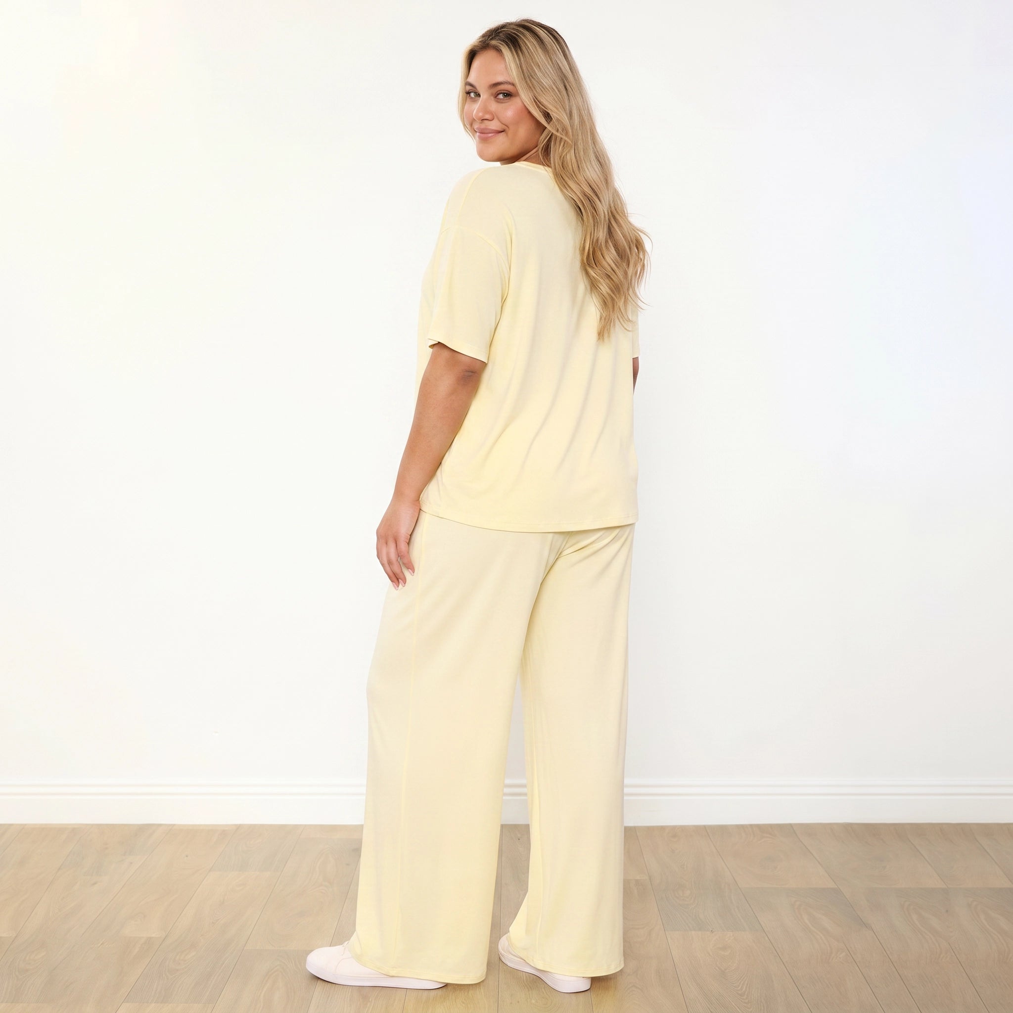 Sally Co-Ord Lemon - Plus Size - Full back view