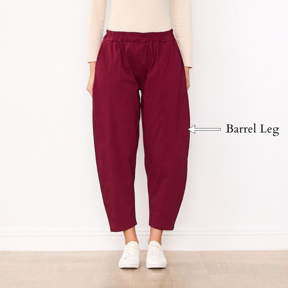 Elora Barrel Leg Trousers (Wine) - Barrel Leg