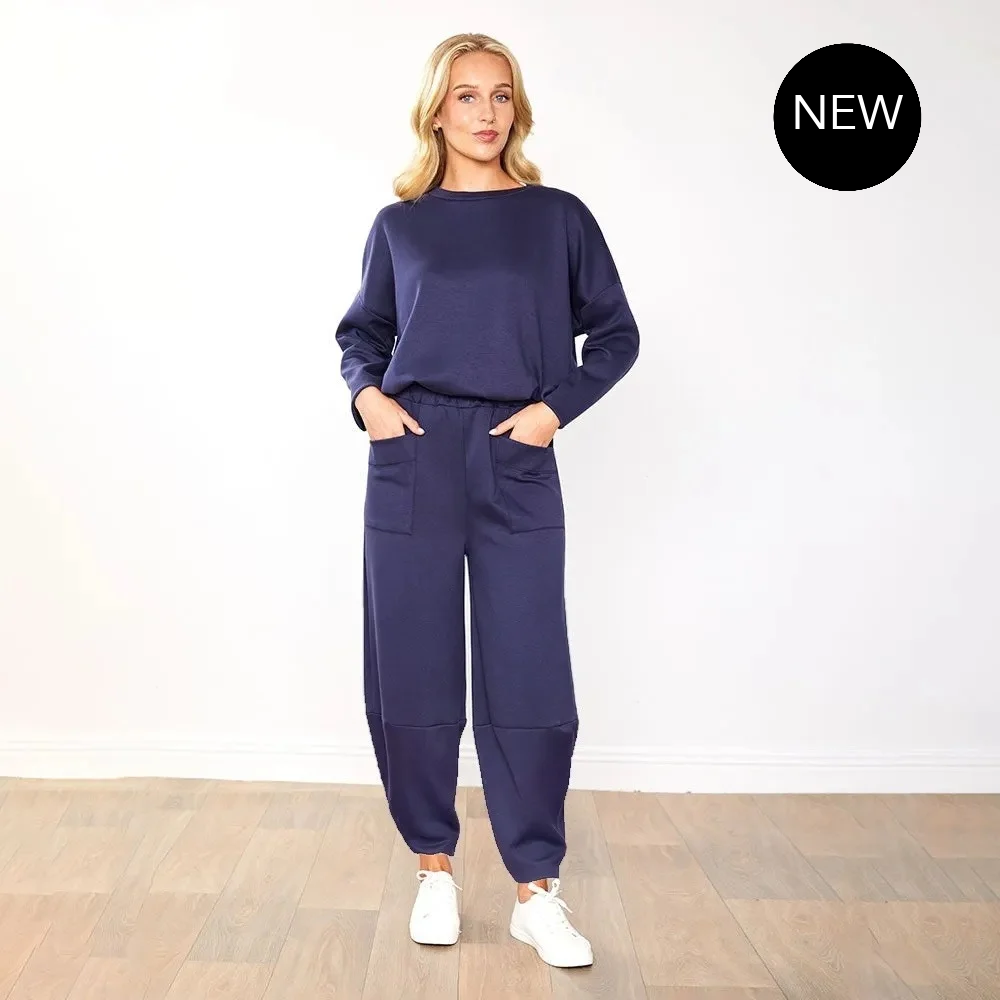 Gene Tracksuit in navy – two piece co-ord set, round neckline