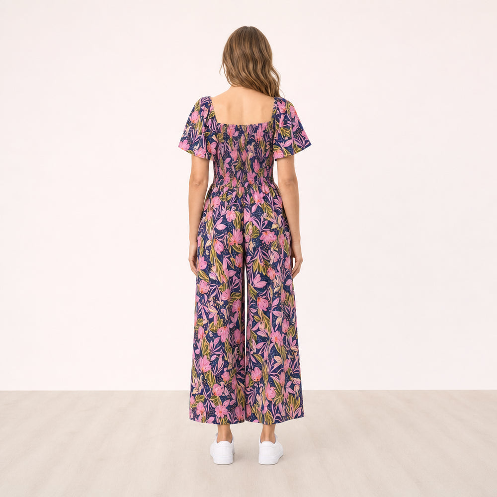 Ivan Jumpsuit Midnight Bloom Lavender on Alva - back view