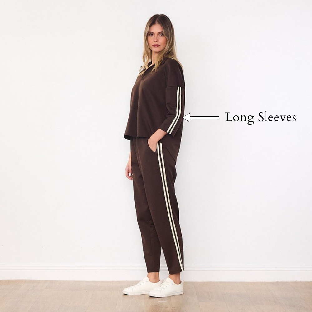 Jane Co-ord (Brown & Cream Stripe) - Long Sleeves