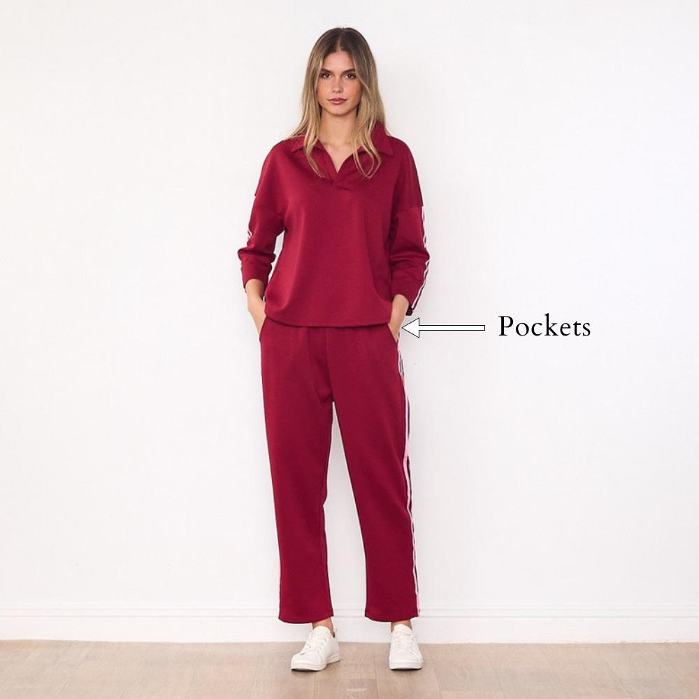 Jane Co-ord (Burgundy & Pink) - Pockets