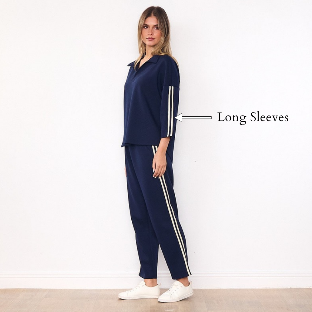 Jane Co-ord (Navy & Cream Stripe) - Long Sleeves