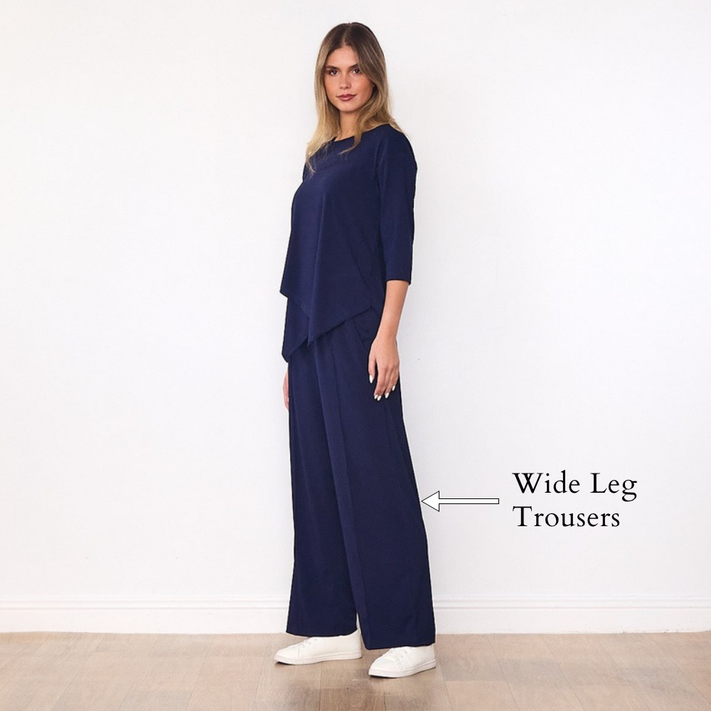Lily Co-ord (Navy) - Wide Leg Trousers