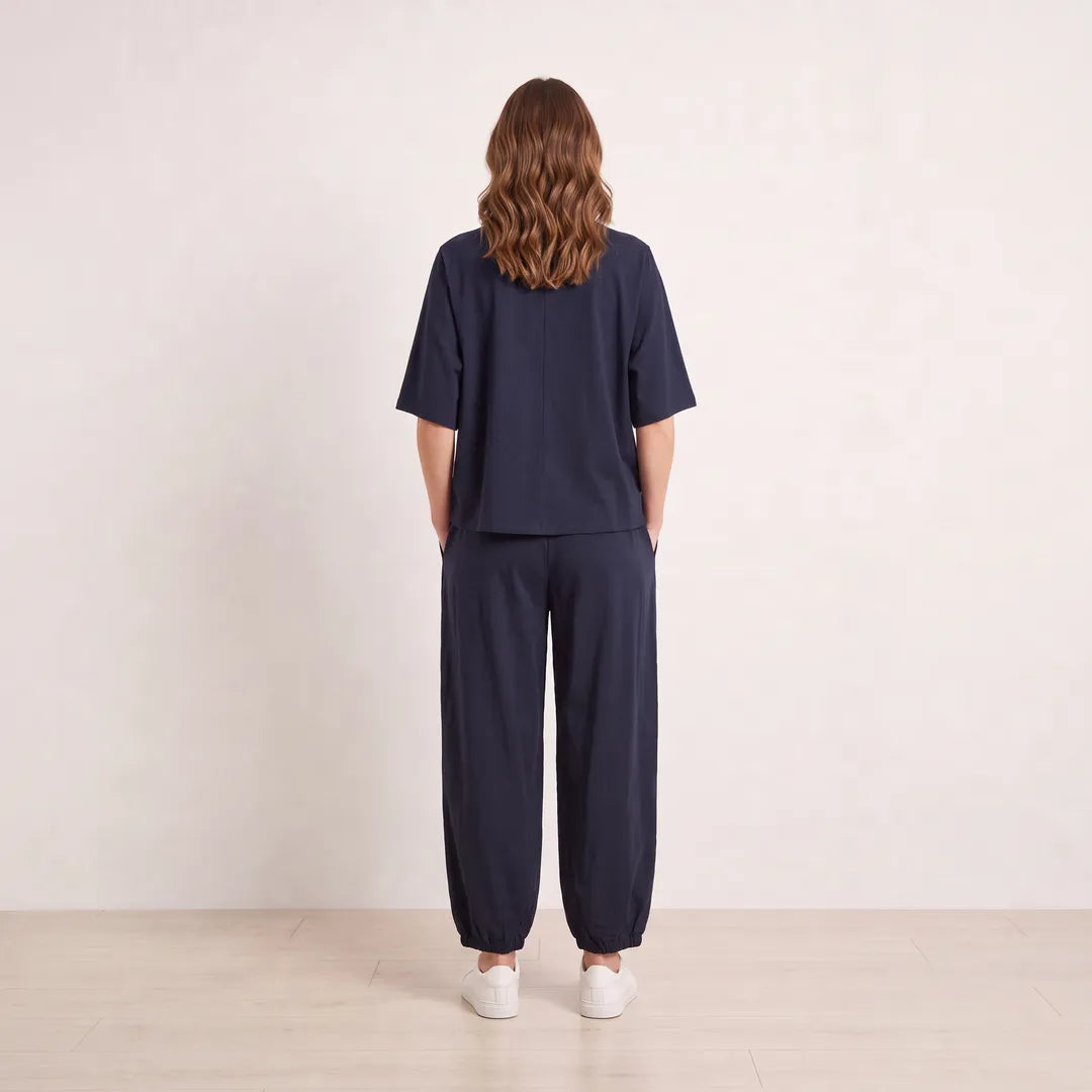 Orla Co-Ord in Navy on T_Aisling, full-length square back view
