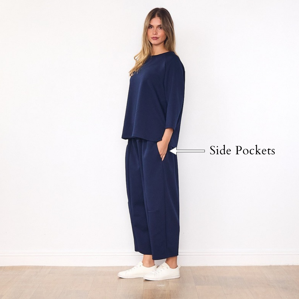 Zoe Co-ord (Navy) - Side Pockets
