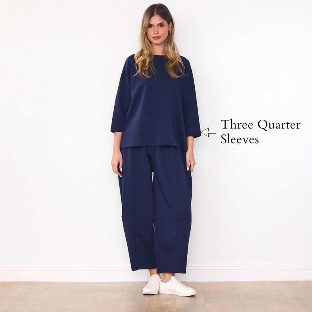 Zoe Co-ord (Navy) - Three Quarter Sleeves