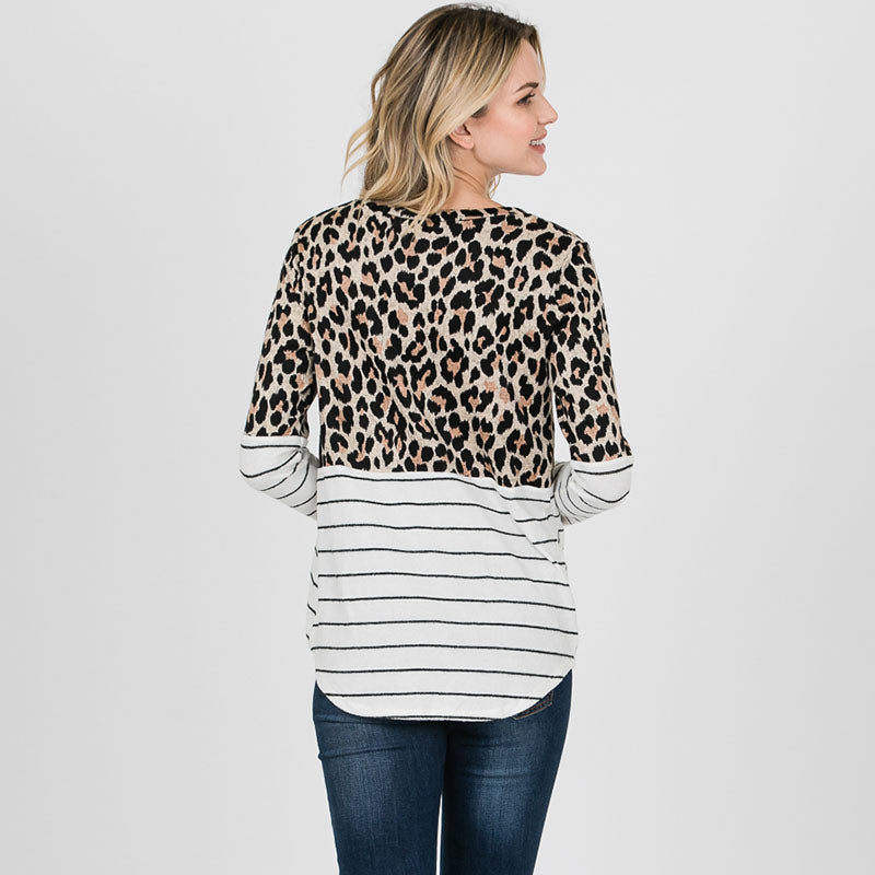 Leopard Stripe Long Sleeve Top