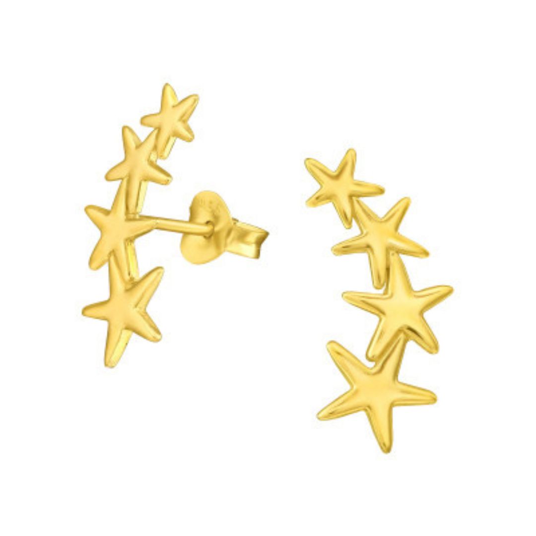 Gold Curved Star Stud