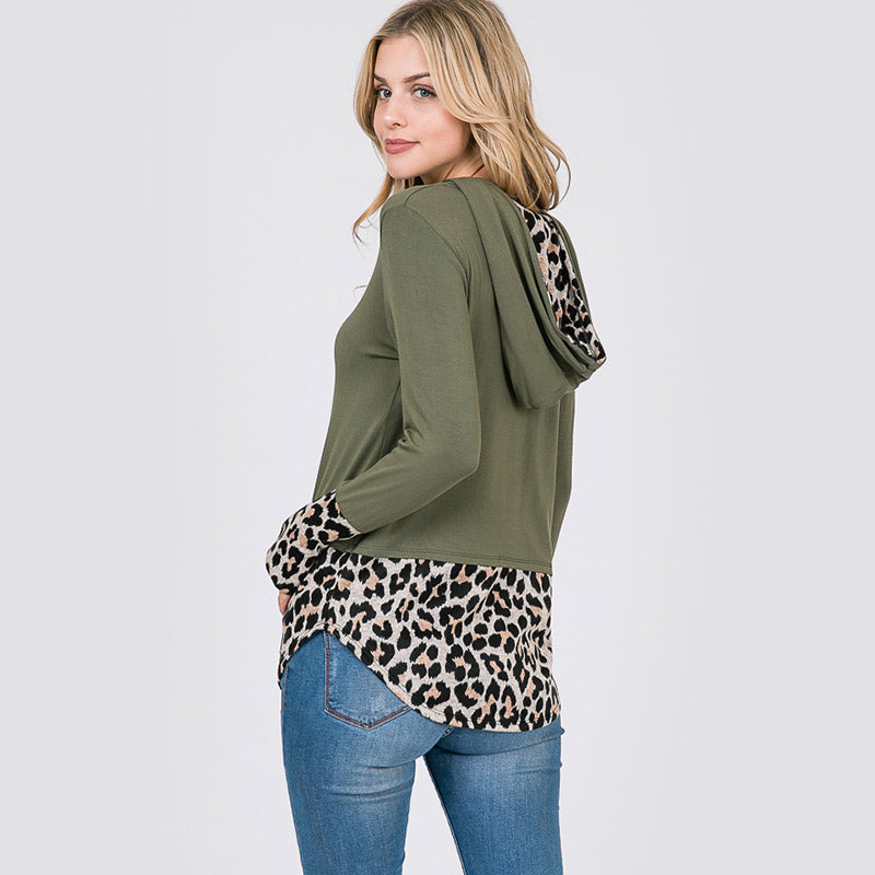 Two Tone Leopard Hoody