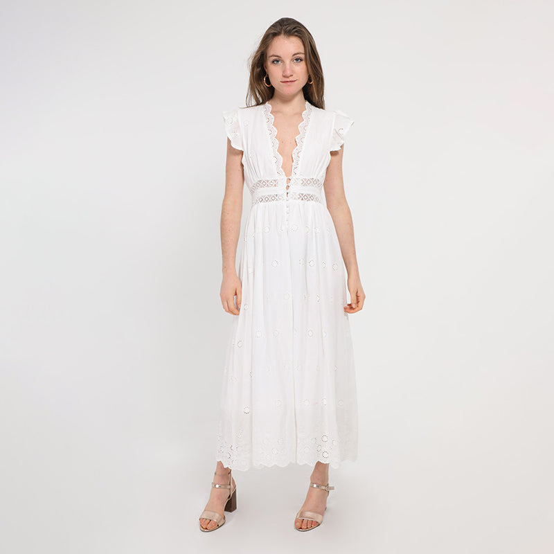 Palmer Embroidery Dress (White)