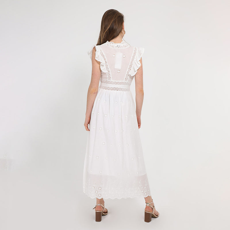 Palmer Embroidery Dress (White)