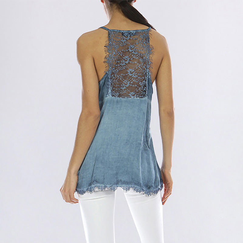 Classic Lace Tank Top Blue