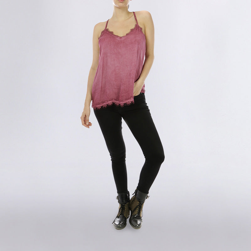 Classic Lace Tank Top Wine