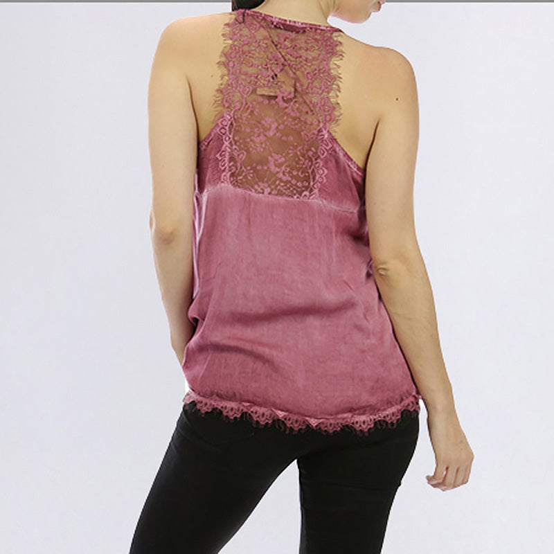 Classic Lace Tank Top Wine