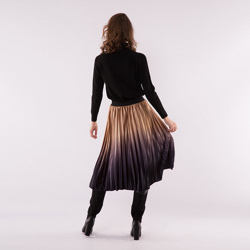 Ombre Velvet Pleated Skirt