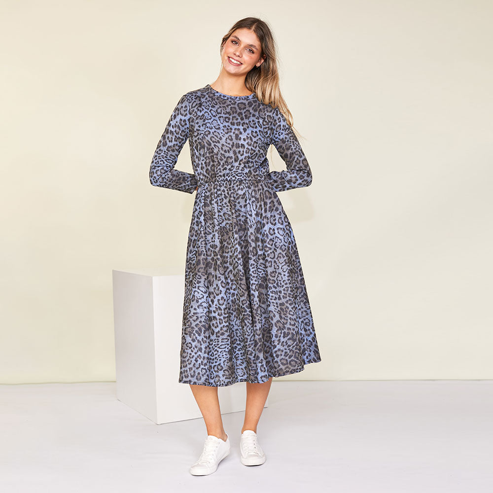 Annie Dress (Blue Leopard) - The Casual Company