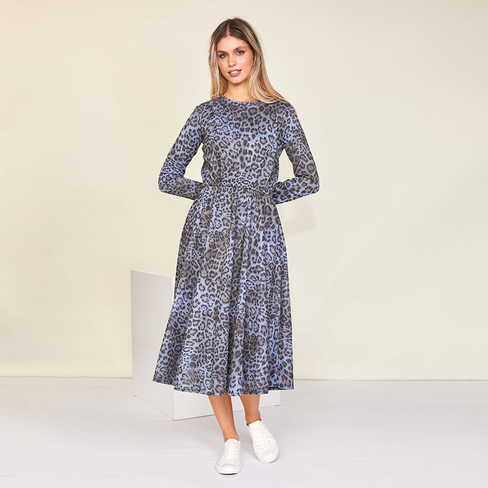 Annie Dress (Blue Leopard) - The Casual Company