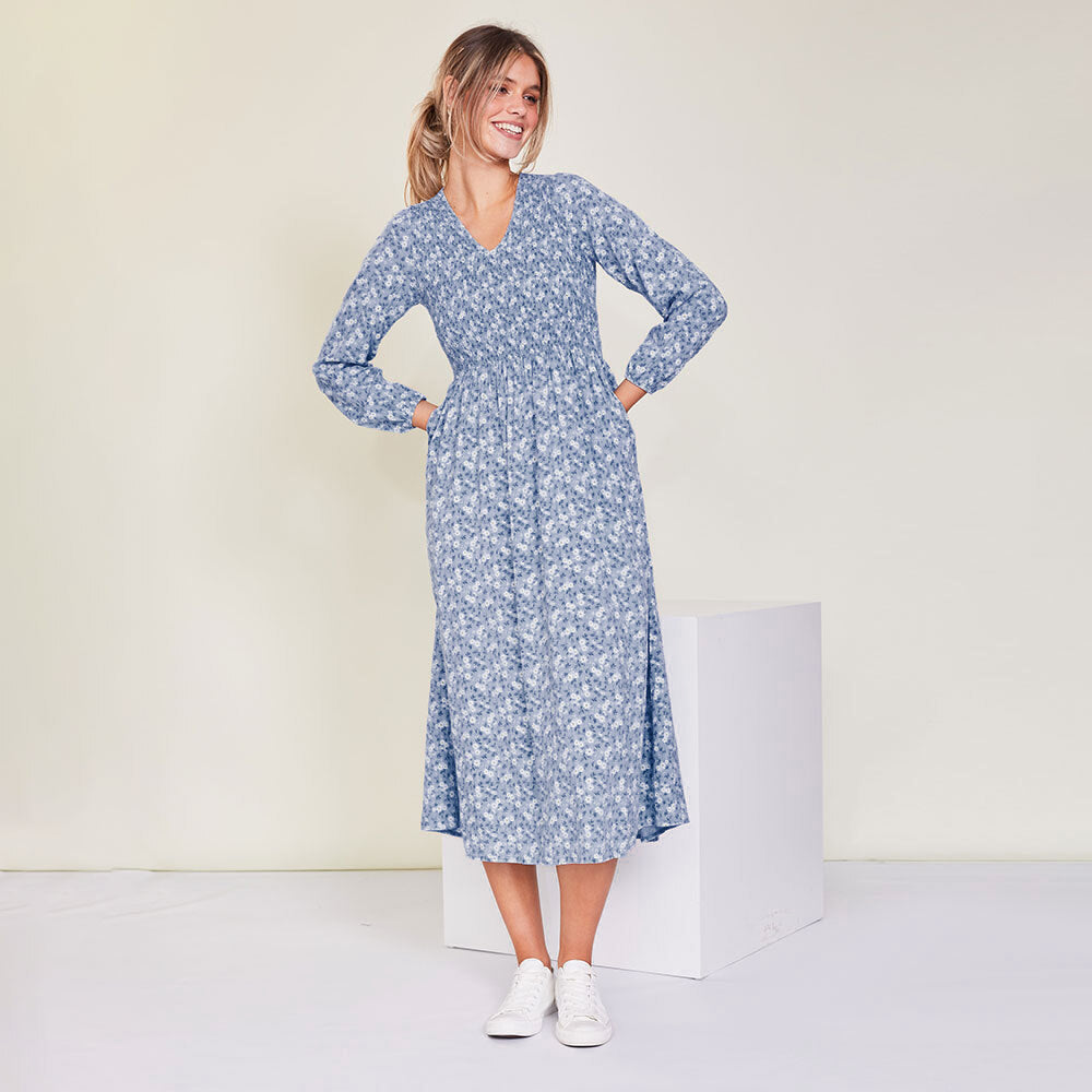 Nadia Dress (Blue Floral)