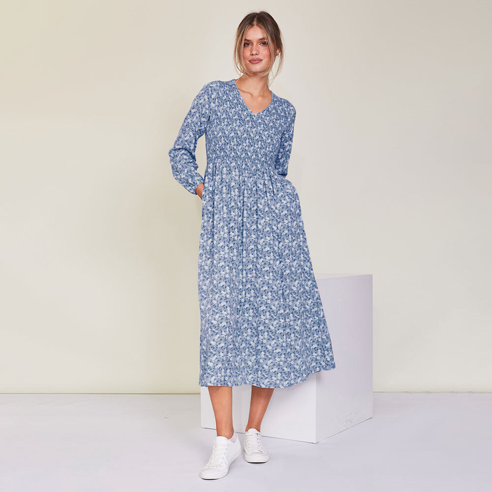 Nadia Dress (Blue Floral)