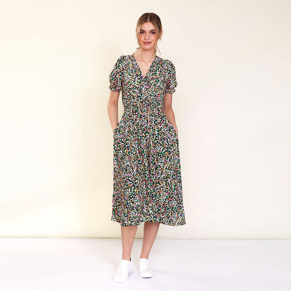 Belle Dress (Black Floral) - The Casual Company