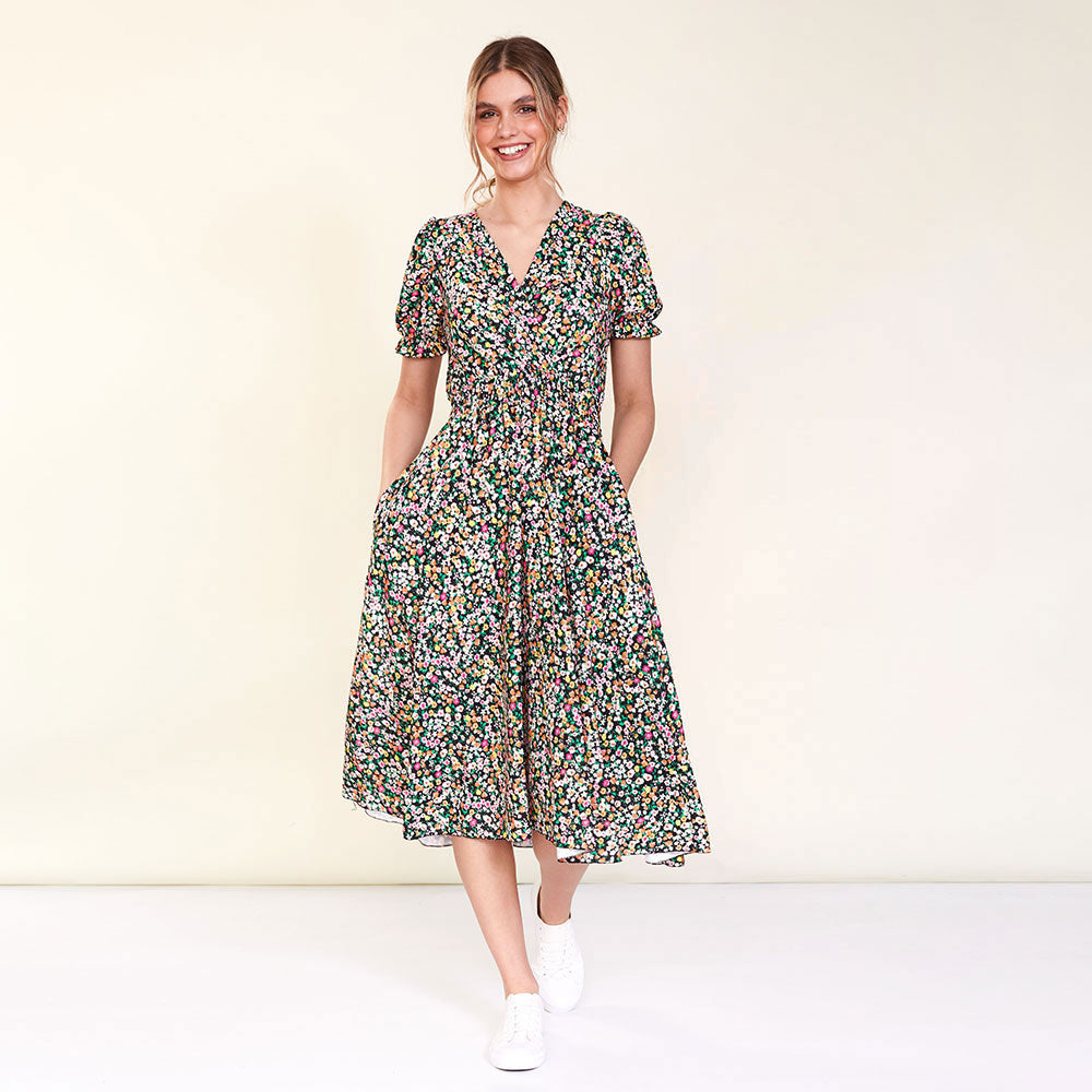 Belle Dress (Black Floral) - The Casual Company