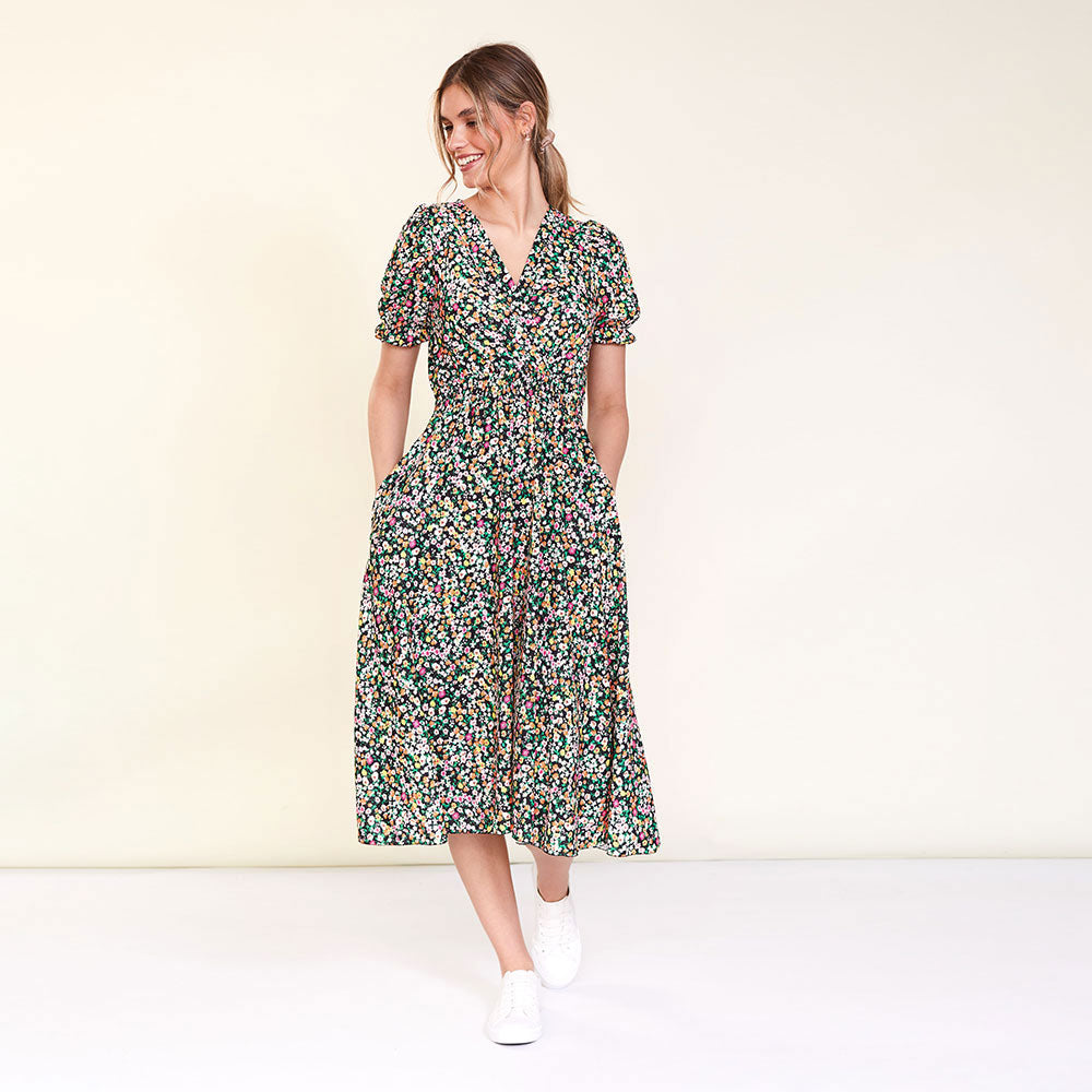 Belle Dress (Black Floral) - The Casual Company