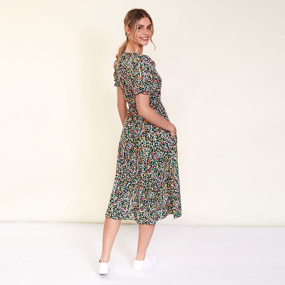 Belle Dress (Black Floral) - The Casual Company