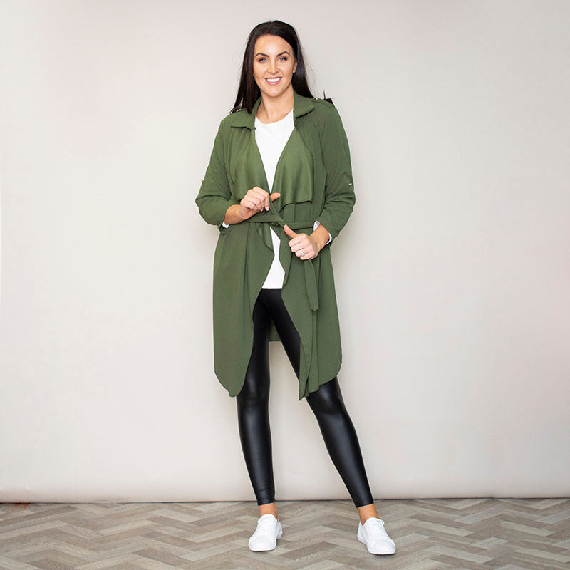 Khaki waterfall outlet cardigan