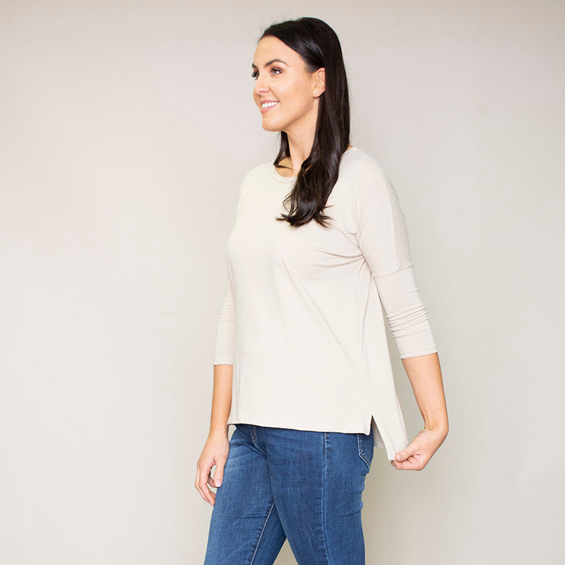 Pia Relaxed Fit Round Neck Top (Hazel)