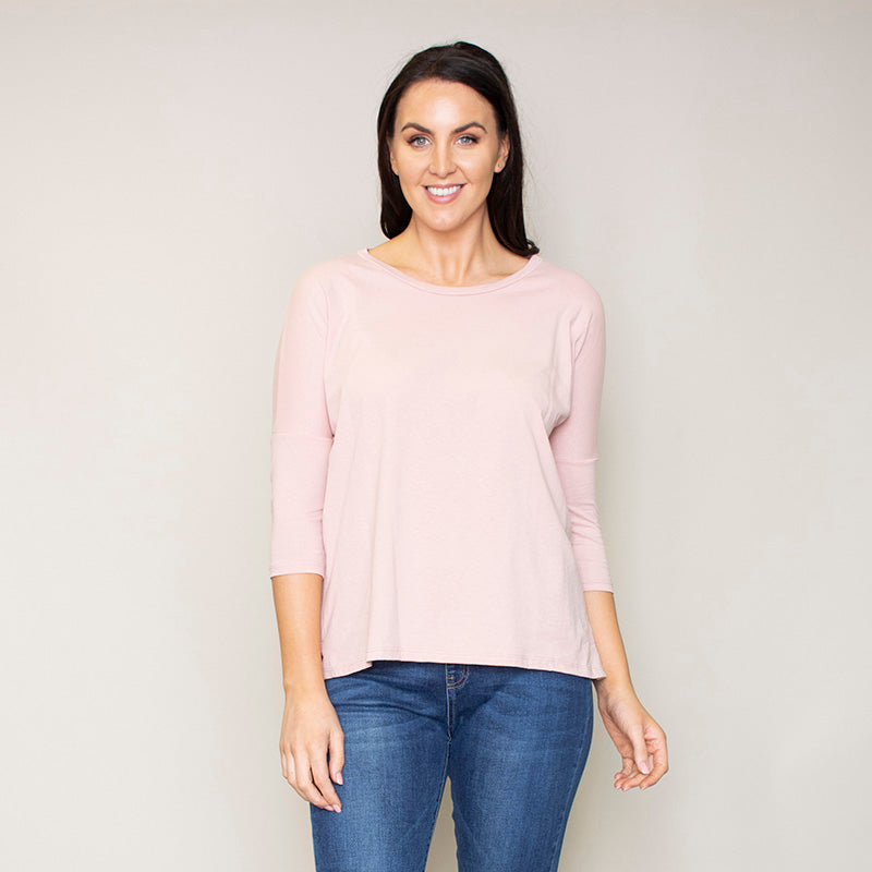 Perry Relaxed Fit Round Neck Top (Blush)