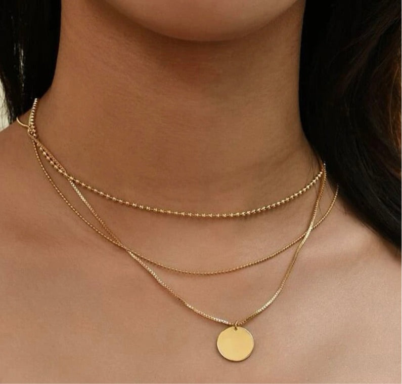 Triple Layered Necklace (Gold)