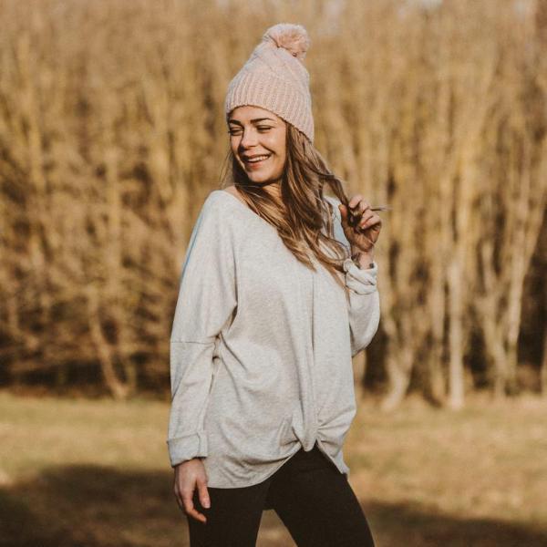 Long Sleeve Knot Top Grey