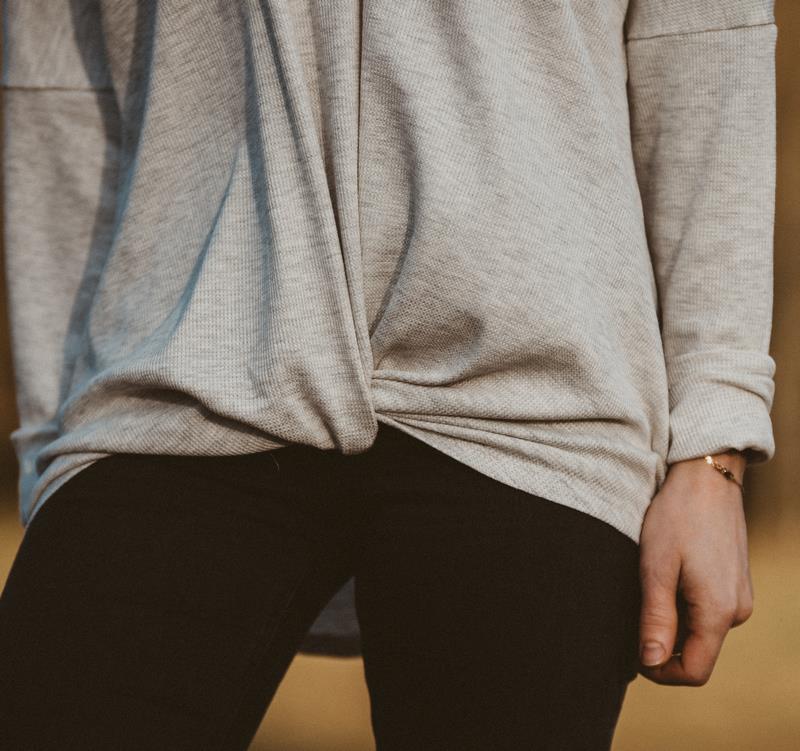 Long Sleeve Knot Top Grey